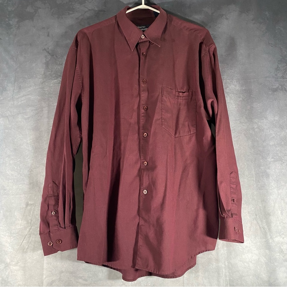 Vintage London‎ Fog Travelwear Button Down Shirt Men’s Sz L Purple Lightweight